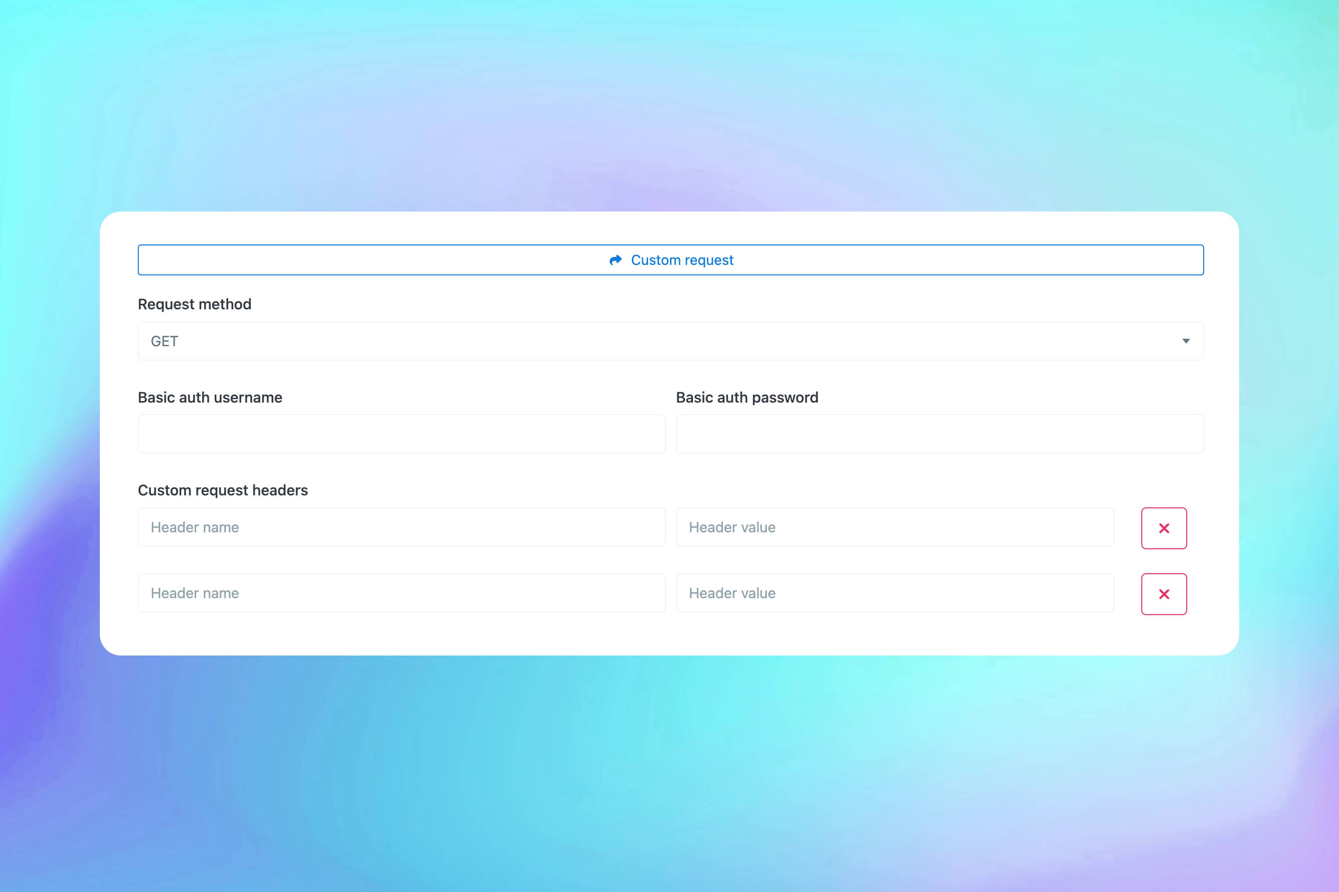 Screenshot der benutzerdefinierten HTTP-Anfragen-Funktion des App-Monitors